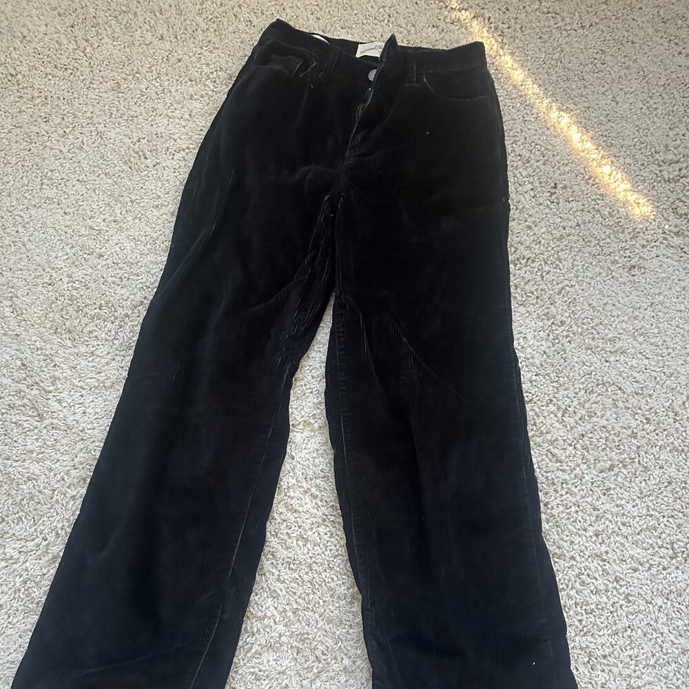 Black Corduroy Wide Leg Pants